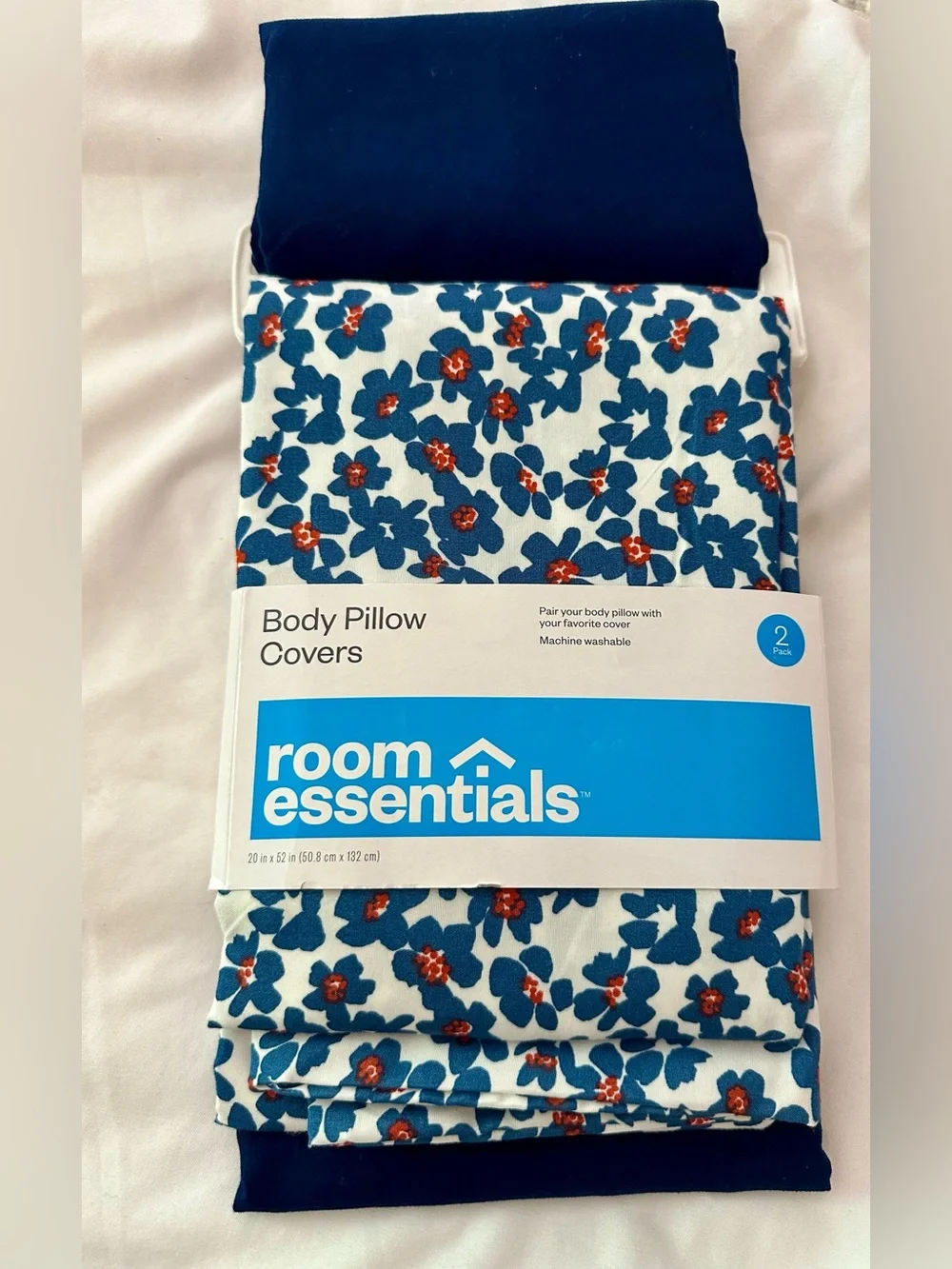 Target Room Essentials Navy and Blue Floral Body Pillow Covers - 2 Pack